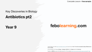 This is a graphic image of the title slide for the Year 9, antibiotics lesson, part 2