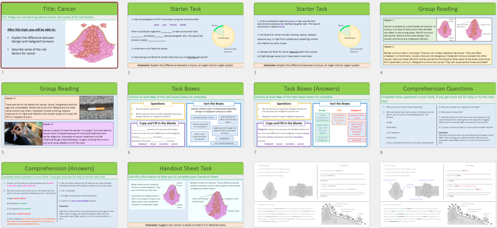 GCSE Biology Topic 2 Organisation: Cancer Lesson Thumbnails
