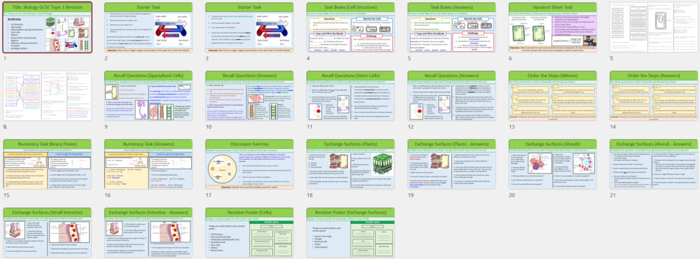 Thumbnails GCSE Biology Topic 1 Cells: Revision Cells