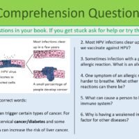 Preview of Comprehension (Questions) Task for the Health and Disease lesson
