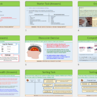 Thumbnails of lesson slides for GCSE Biology Topic 2 Organisation: Health and Disease