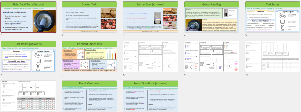 Thumbnails of lesson slides