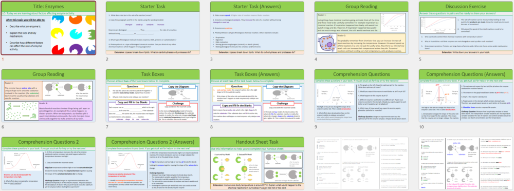 Thumbnail slides for Enzymes lesson