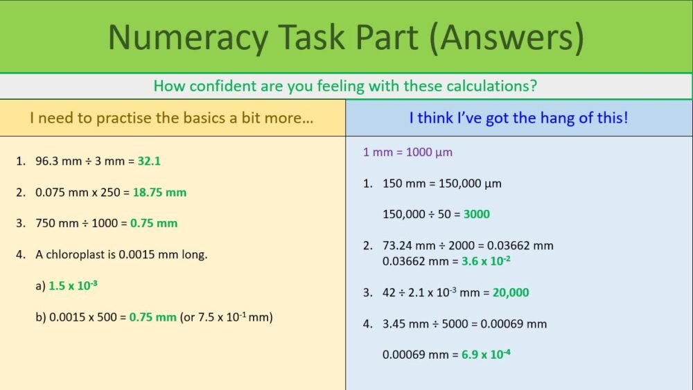 Thumbnail of numeracy slide for GCSE Biology Topic 1 Cells: Microscopy