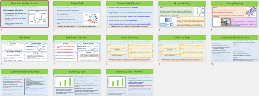 GCSE Biology Topic 4: Aerobic Respiration lesson thumbnails