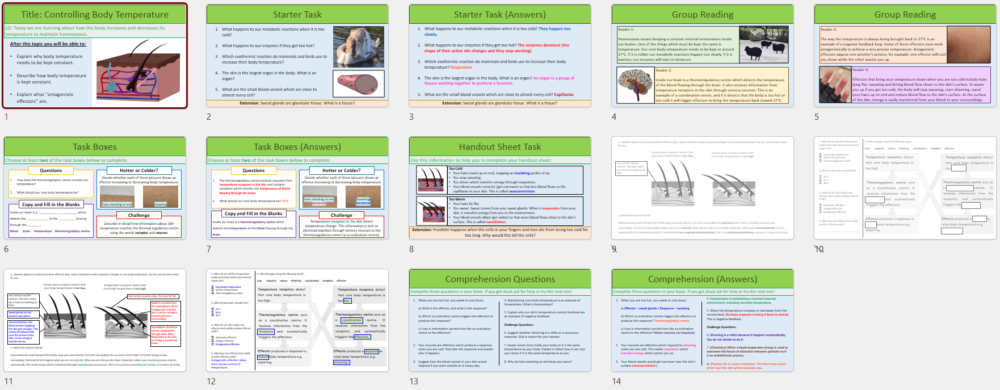 GCSE Biology Topic 5: Controlling Body Temperature lesson slide thumbnails