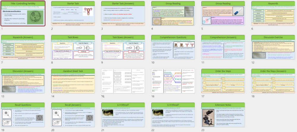 GCSE Biology Topic 5: Controlling Fertility lesson slide thumbnails