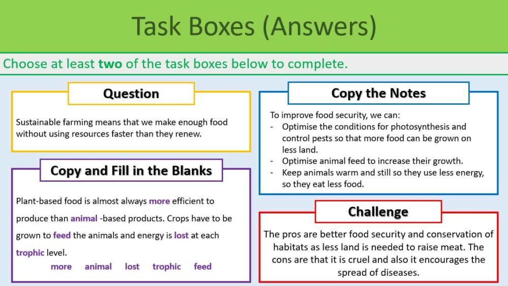 Food Security and Farming Task Boxes