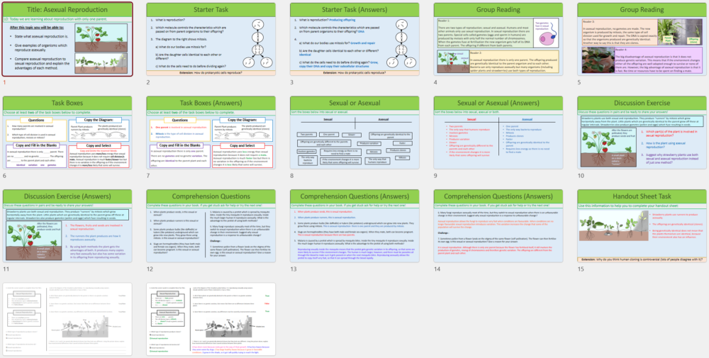 GCSE Biology Topic 6 Asexual Reproduction lesson thumbnails