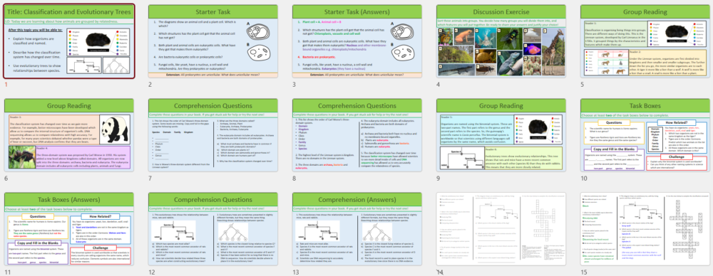 GCSE Biology Topic 6 Classification and Evolutionary Trees Lesson Slide Thumbnails