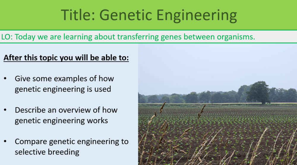 GCSE Biology Topic 6 Genetic Engineering Learning Objectives