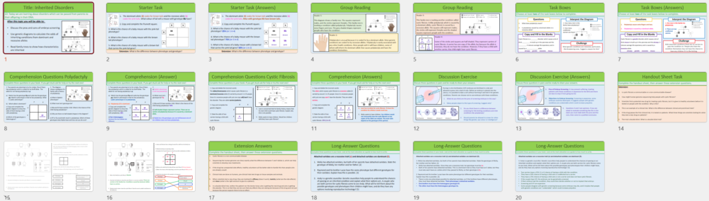 GCSE Biology Topic 6 Inherited Disorders Learning Objectives