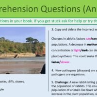 GCSE Biology Topic 7 Abiotic and Biotic Factors Comprehension Questions