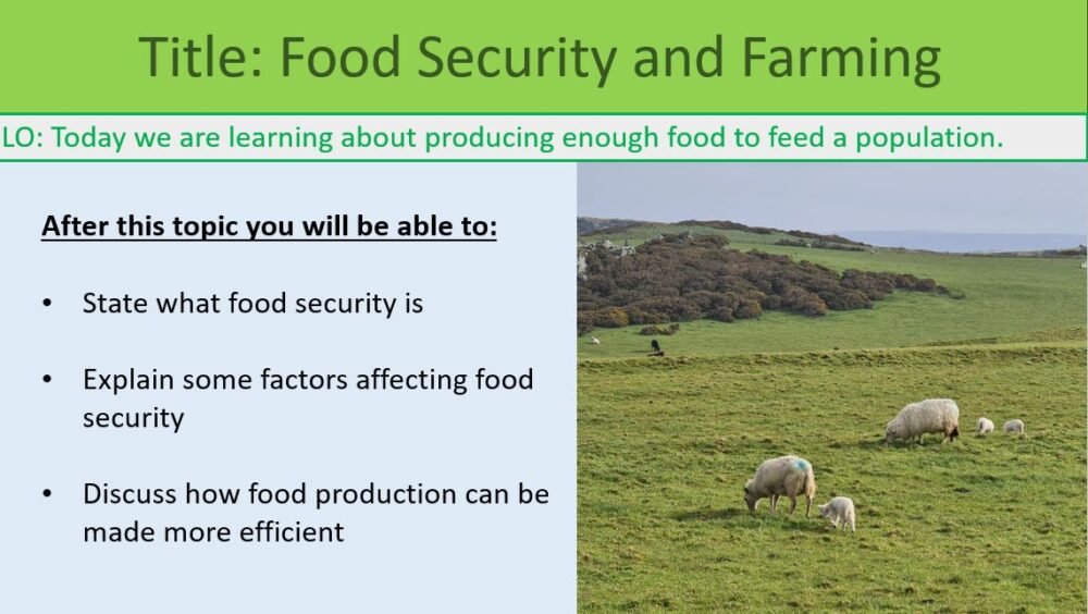 GCSE Biology Topic 7 Food Security and Farming Learning Objectives