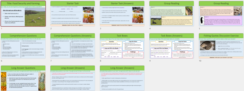GCSE Biology Topic 7 Food Security and Farming lesson thumbnails