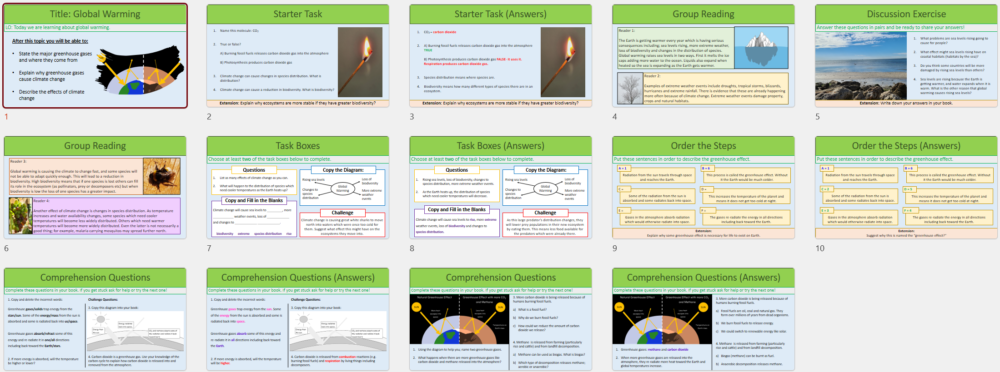 GCSE Biology Topic 7 Global Warming lesson thumbnails