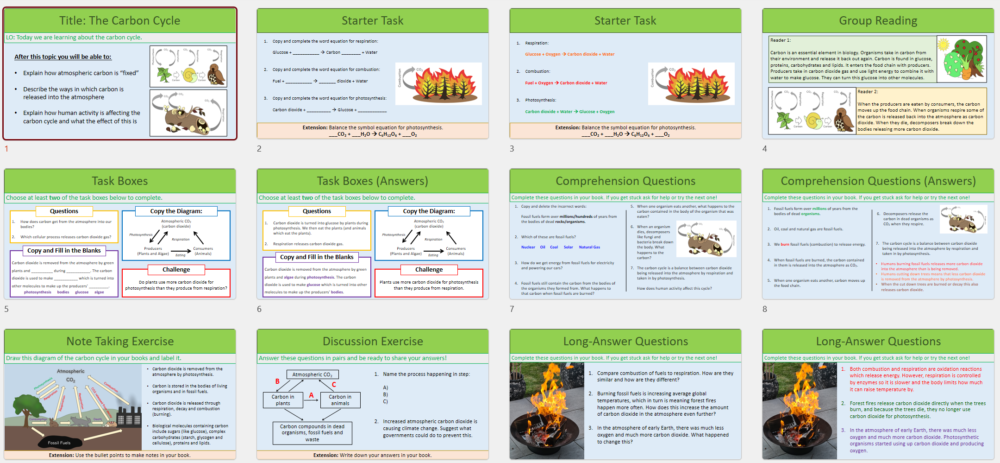 GCSE Biology Topic 7 The Carbon Cycle lesson thumbnails