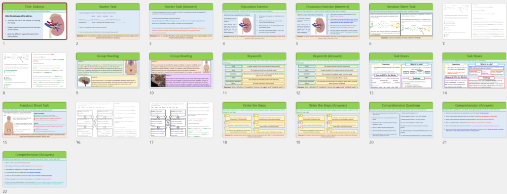 GCSE Biology Topic 5: Kidneys Lesson slide thumbnails