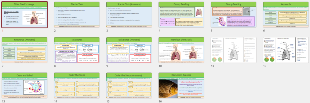 Year-7 Biology Body Systems Gas Exchange Slide Thumbnails