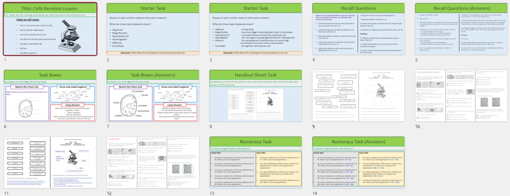 Year-7 Biology Cells End of Topic Revision slide Thumbnails