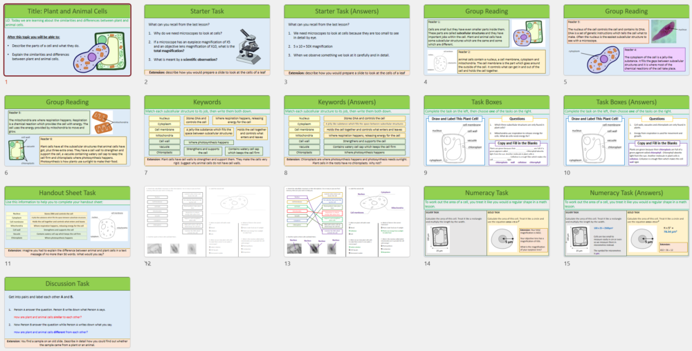 Year-7 Biology Cells Plant and Animal Cells slide thumbnails Year-7 Biology Cells Plant and Animal Cells slide thumbnails