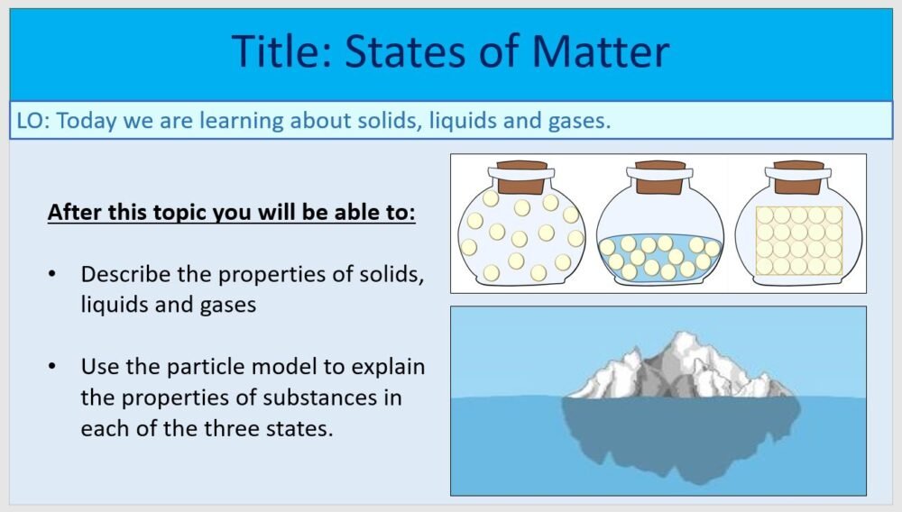 Year-7 Chemistry Particles States of Matter Lesson Objectives Year-7 Chemistry Particles States of Matter Lesson Objectives