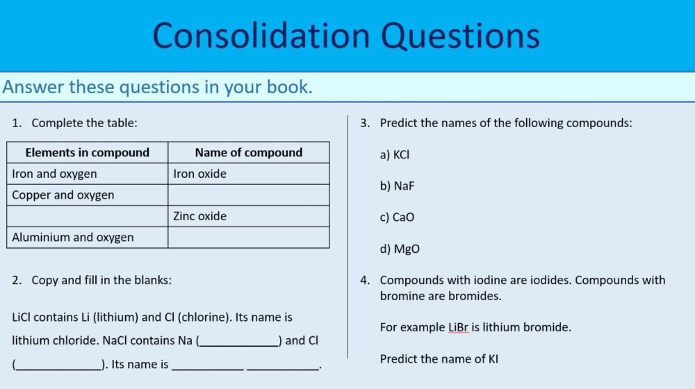 Consolidation Questions