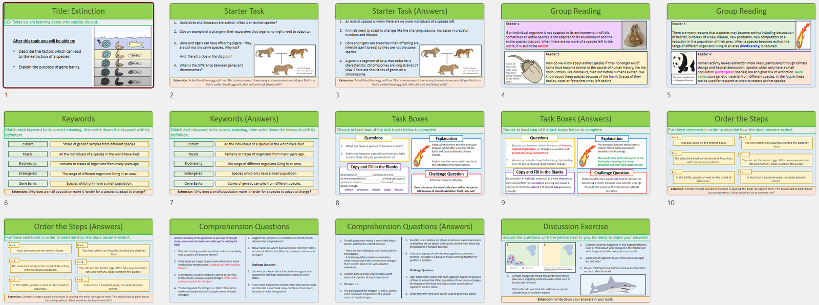 Year-8 Biology Adaptation and Inheritance: Extinction
