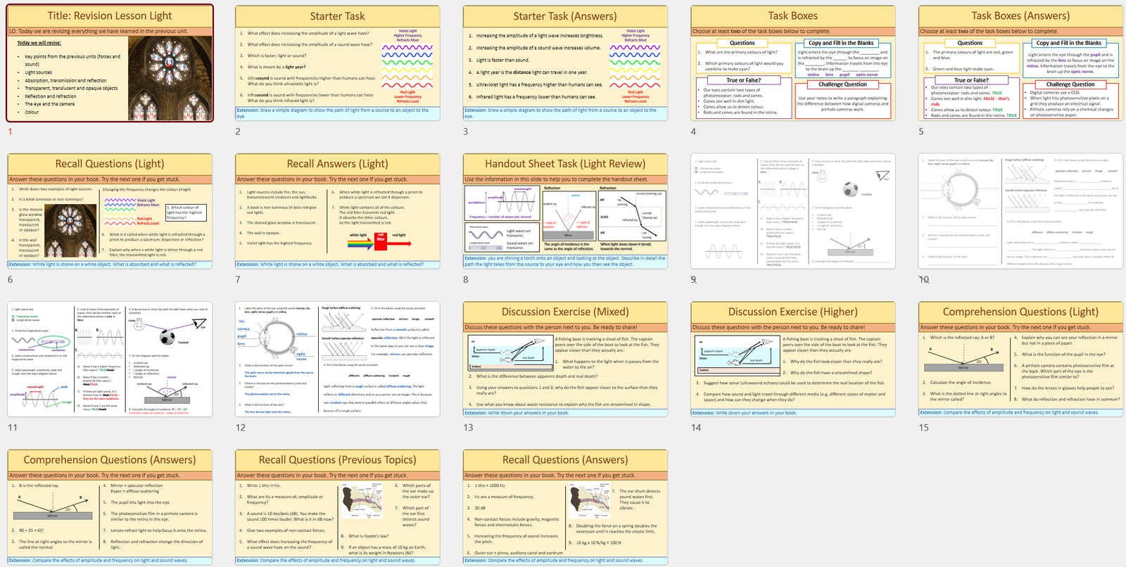 Year-7 Physics Light: End of Topic Revision