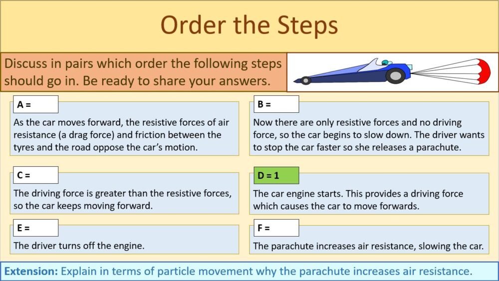 Order the steps task