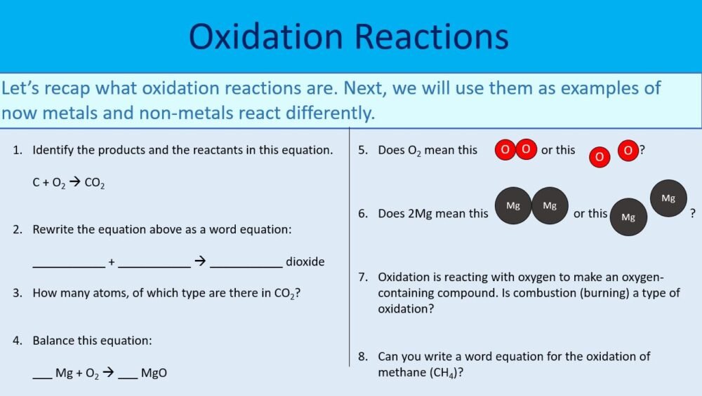 Oxidation Reactions Questions Oxidation Reactions Questions