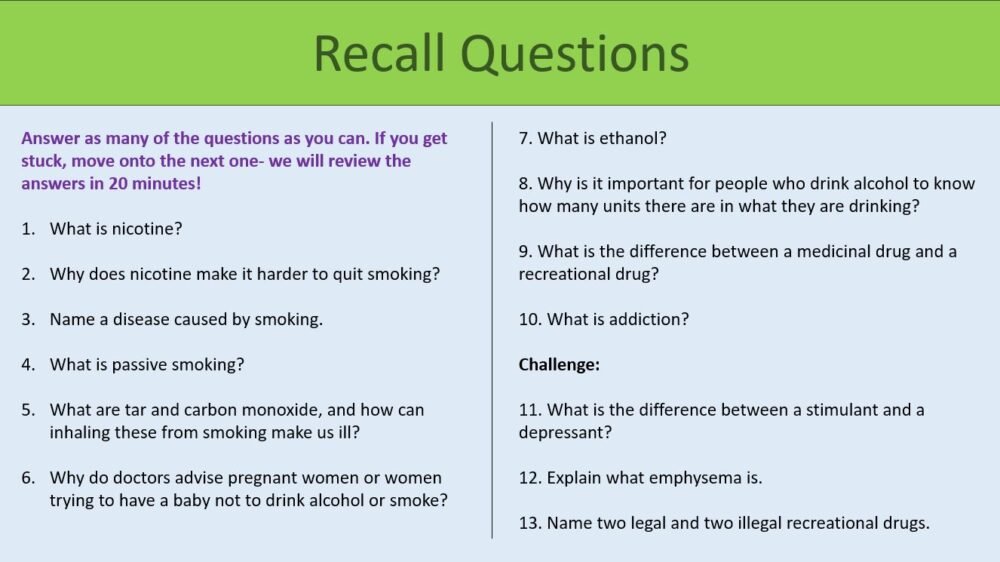 Recall Questions Activity