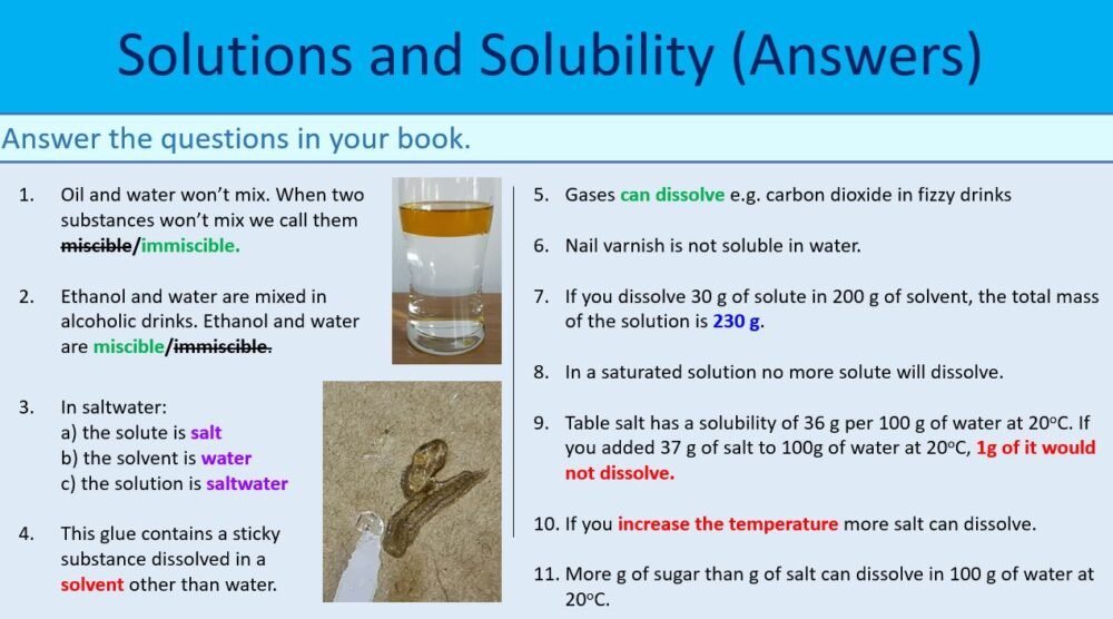 Solutions and Solubility Exercise