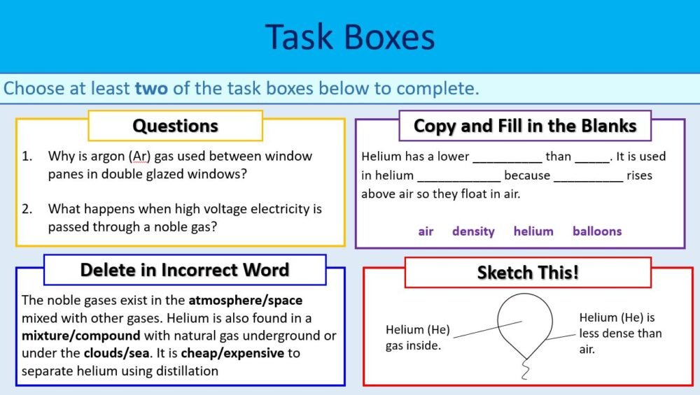 Task Selection Boxes Task Selection Boxes