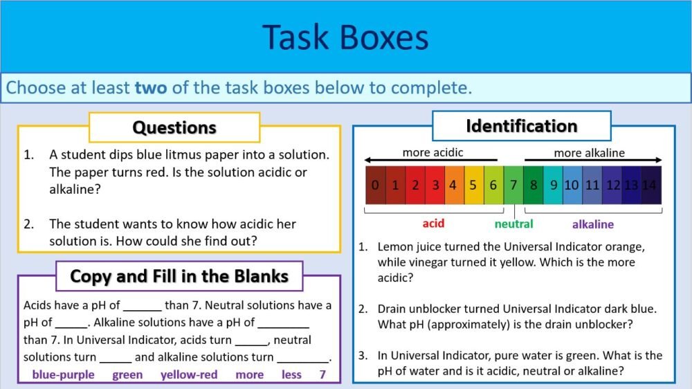 Task Selection Boxes