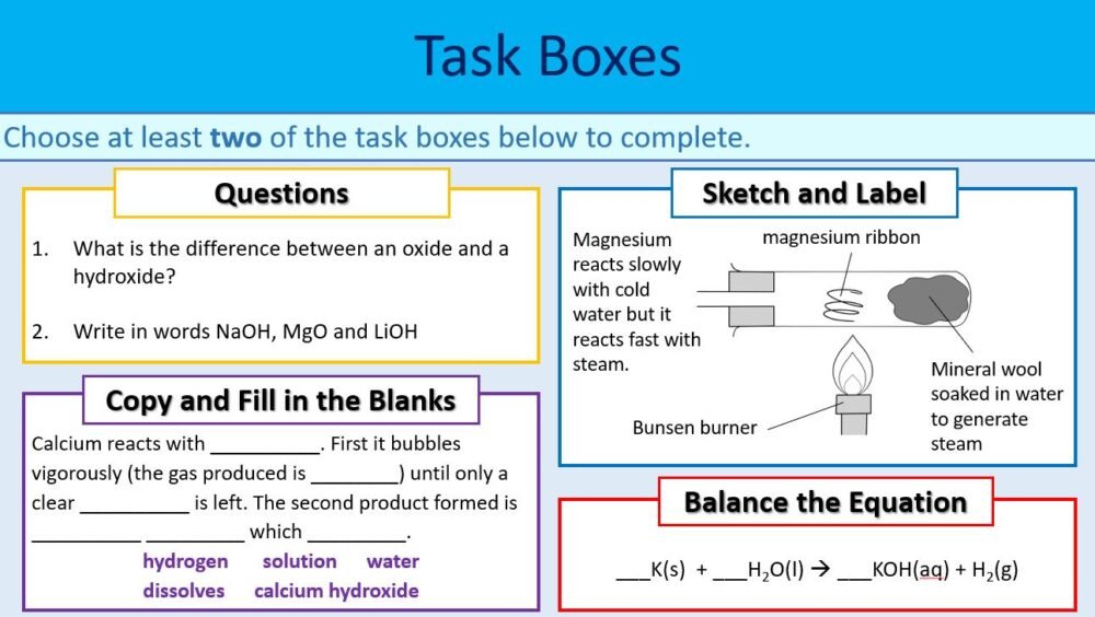 Task Selection Boxes