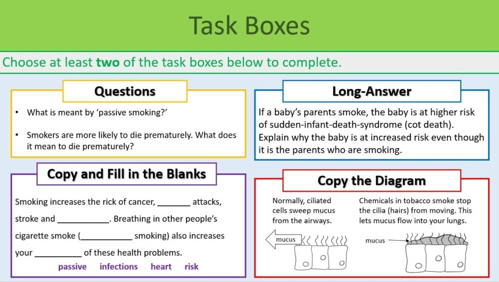 Task Selection Boxes