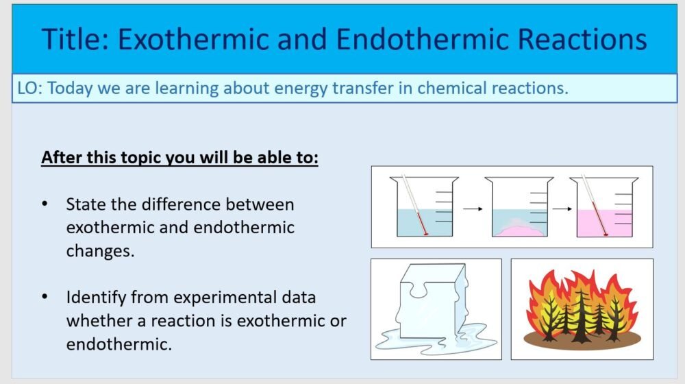 Year-7 Chemistry Chemical Reactions-Exothermic and Endothermic Lesson Objectives