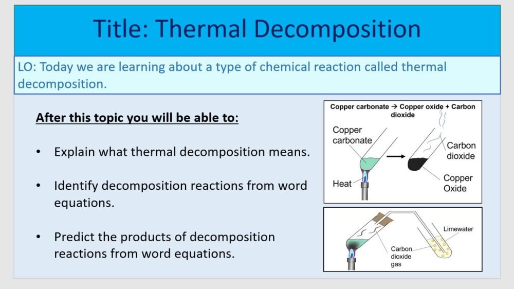 Year-7 Chemistry Chemical Reactions-Thermal Decomposition Lesson Objectives