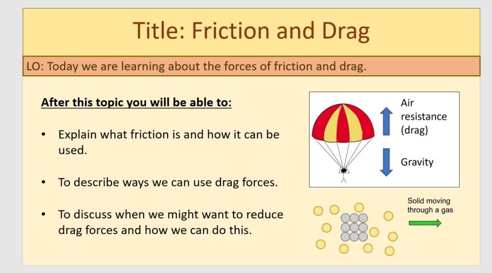 Year-7 Physics Forces-Friction and Drag Lesson Objectives