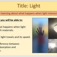 Year-7 Physics Light - Light Lesson Objectives
