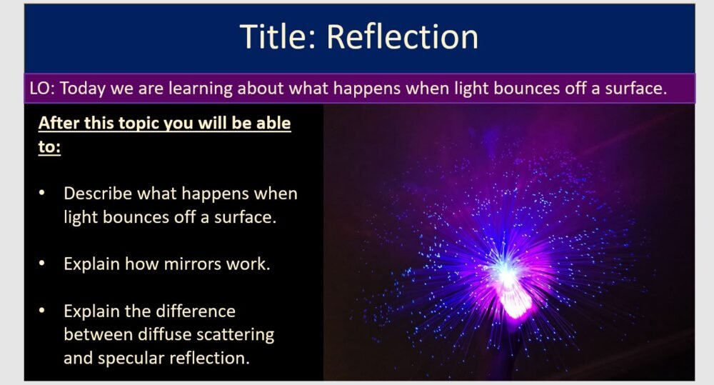 Year-7 Physics Light - Reflection Lesson Objectives