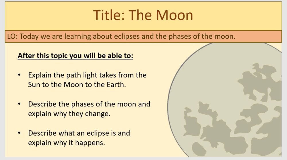 Year-7 Physics Space: The Moon Lesson Objectives