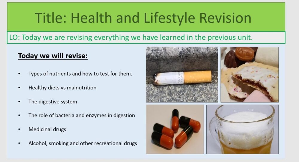 Year-8 Biology Health and Lifestyle End of Topic Revision Lesson Objectives