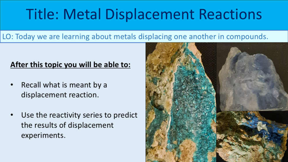 Year-8 Chemistry Metals and Acids Metal Displacement Reactions Objectives