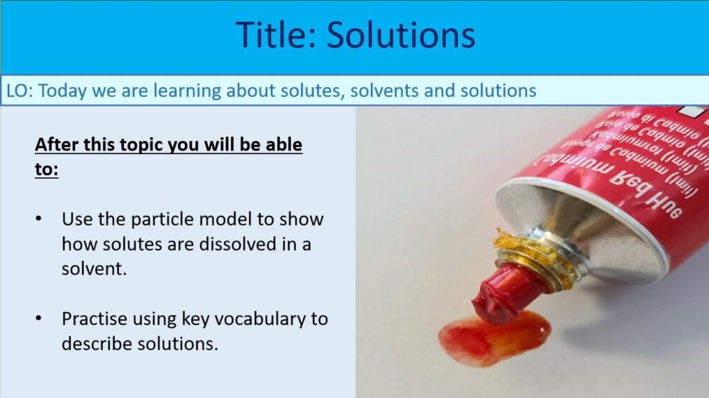 Year-8 Chemistry Separating Substances Solutions Objectives